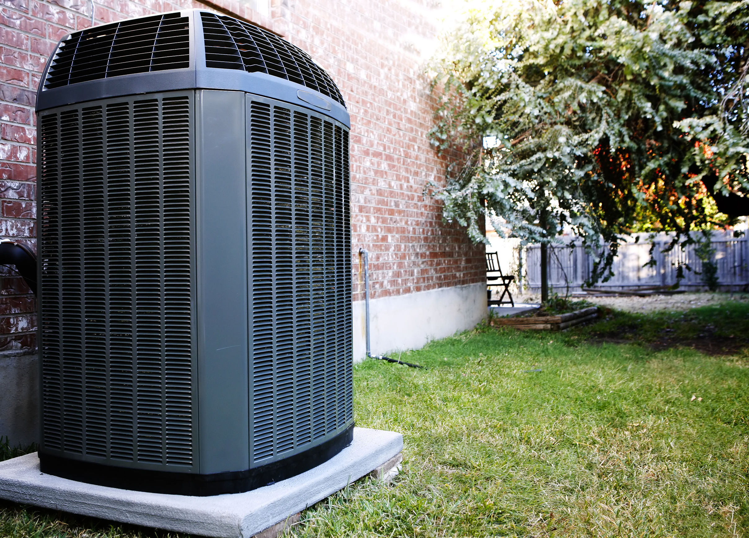 heat pump outside springtime
